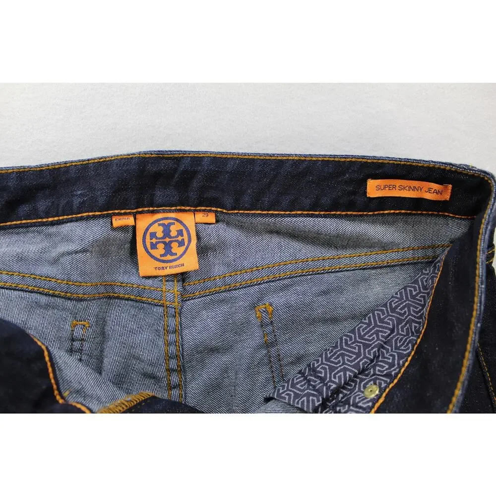 Tory Burch Super Skinny Jeans Women's 29 Dark Wash Gold Hardware
